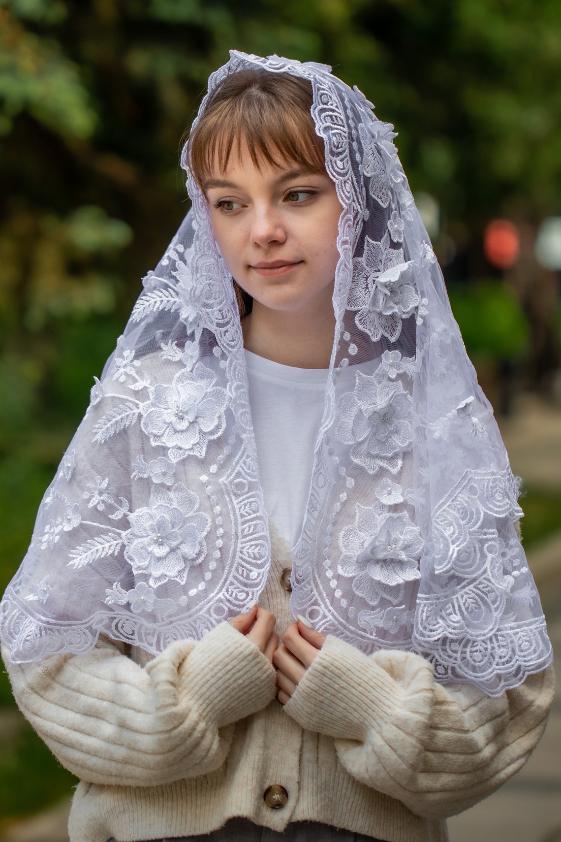 3D long white Veil - MariaVeils