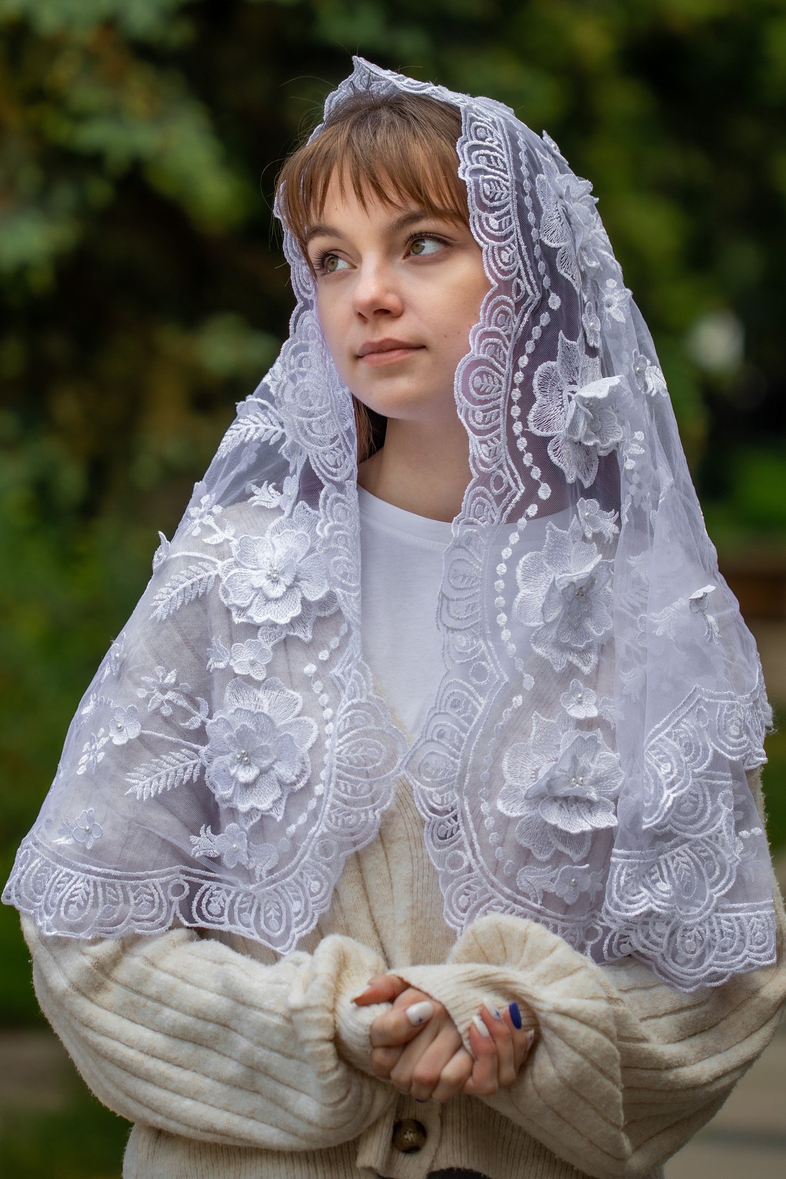 3D long white Veil - MariaVeils