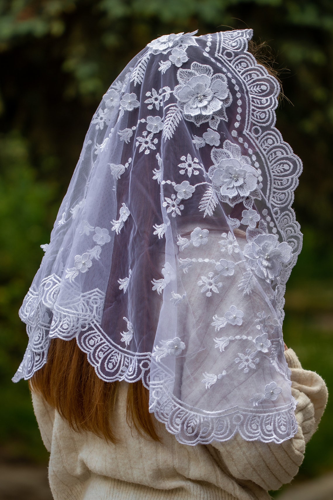3D long white Veil - MariaVeils