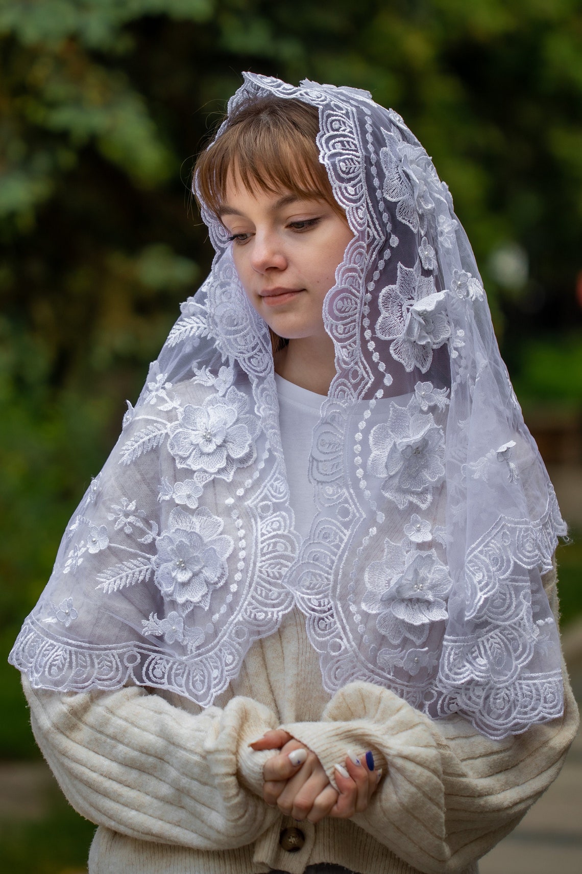 3D long white Veil - MariaVeils