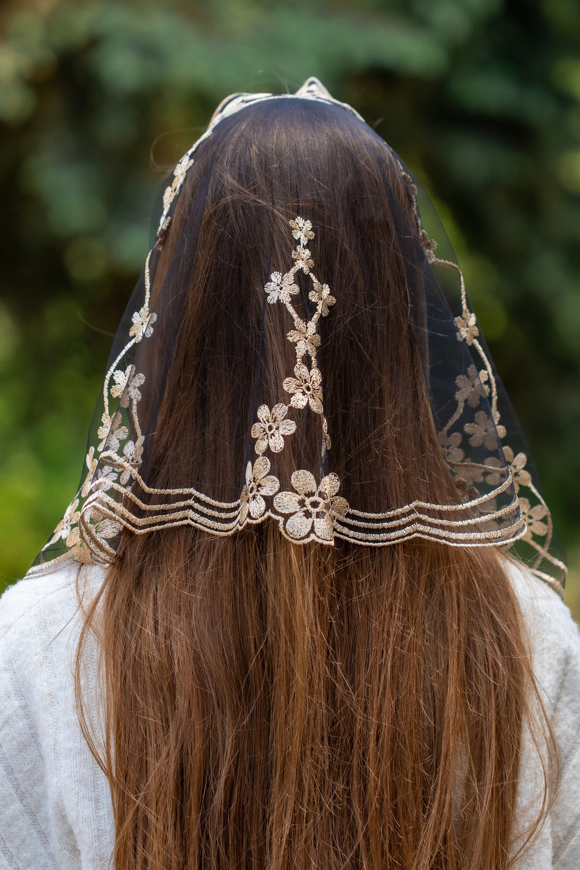 Gold floral veil - MariaVeils