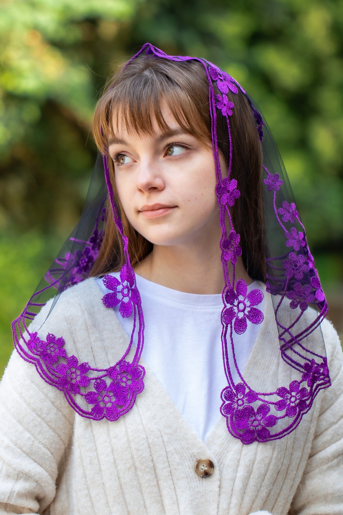 Short Purple Veil - MariaVeils