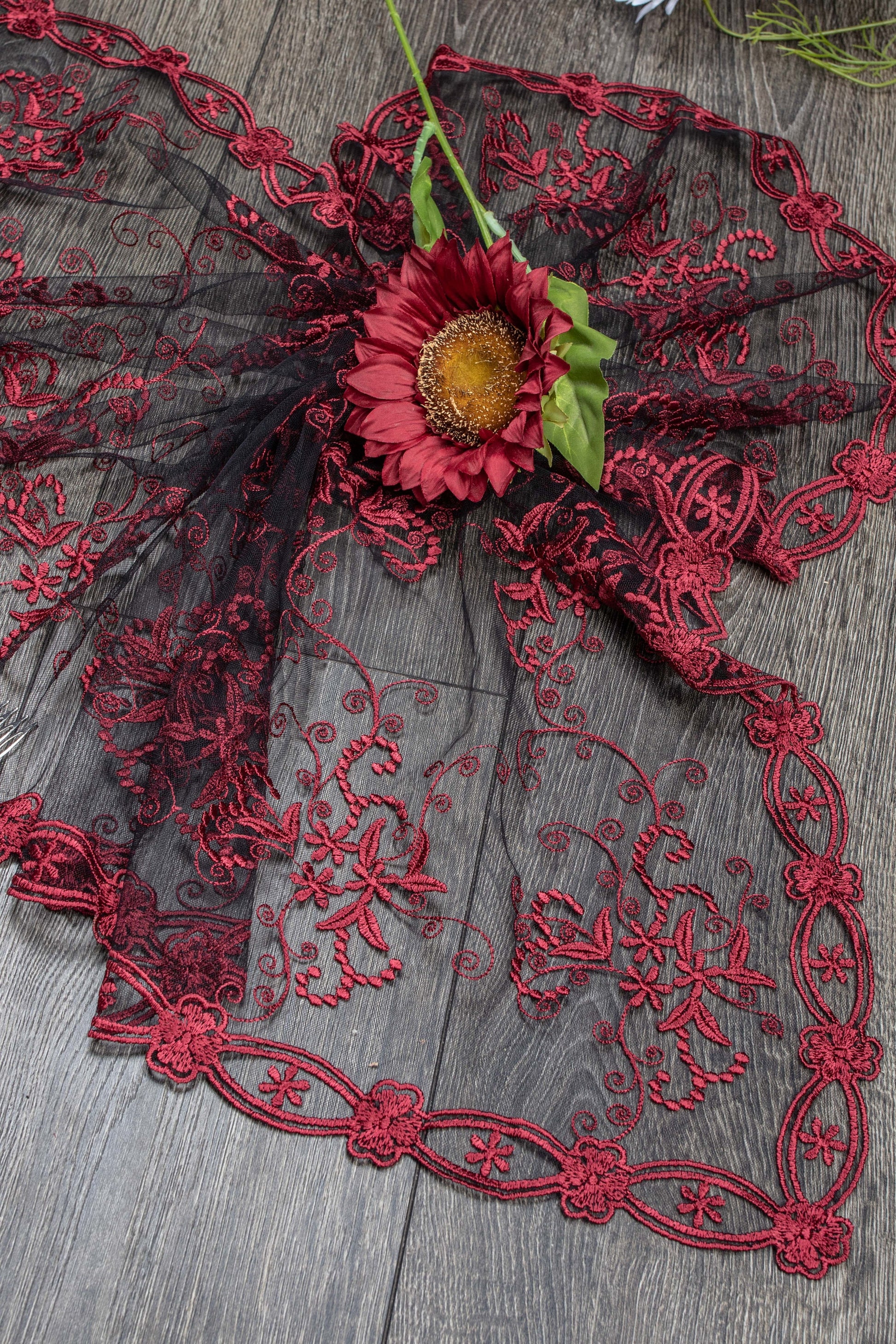 Burgundy chapel veil - Maria Veils