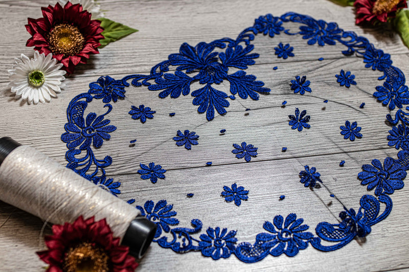 Blue lace chapel veil - Maria Veils