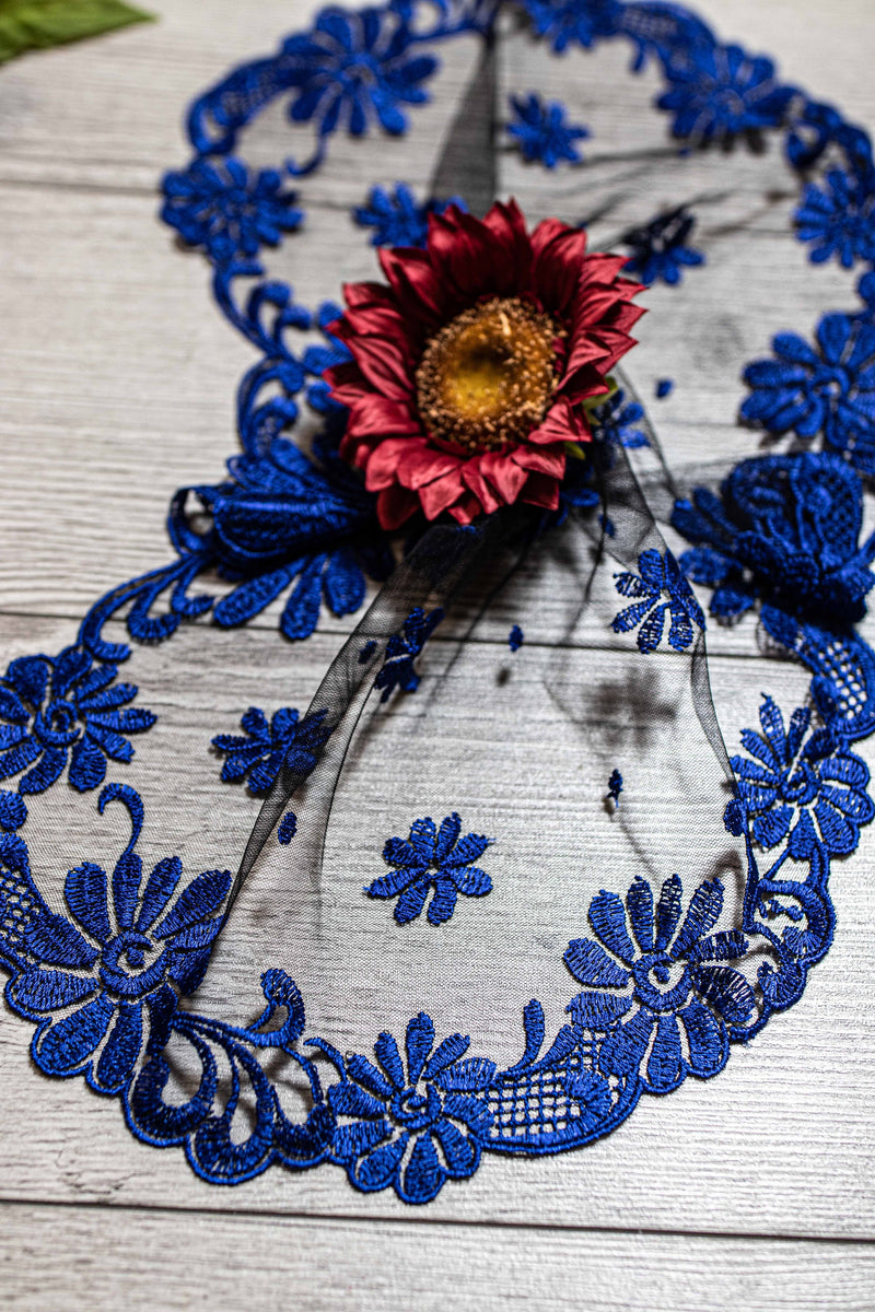 Blue lace chapel veil - Maria Veils